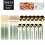 24Pcs Stainless Steel Dinnerware Set Black Gold Cutlery Spoon Fork Knife Western Cutleri Silverware Flatware Tableware Supplies - Slobuy