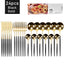 24Pcs Stainless Steel Dinnerware Set Black Gold Cutlery Spoon Fork Knife Western Cutleri Silverware Flatware Tableware Supplies - Slobuy