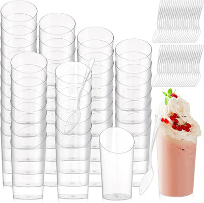 12/24 70ml Plastic Pudding Cups Ice-Cream Mousse Dessert Picnic Party Packing Dessert Cups Christmas Supplies - Slobuy