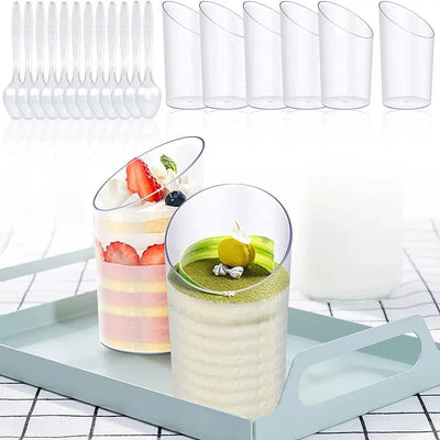 12/24 70ml Plastic Pudding Cups Ice-Cream Mousse Dessert Picnic Party Packing Dessert Cups Christmas Supplies - Slobuy