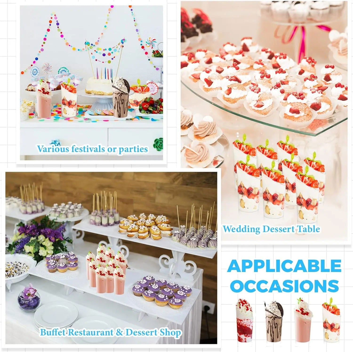 12/24 70ml Plastic Pudding Cups Ice-Cream Mousse Dessert Picnic Party Packing Dessert Cups Christmas Supplies - Slobuy
