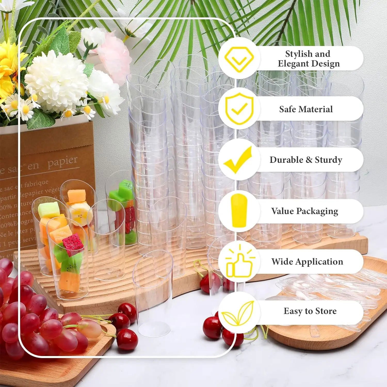 12/24 70ml Plastic Pudding Cups Ice-Cream Mousse Dessert Picnic Party Packing Dessert Cups Christmas Supplies - Slobuy