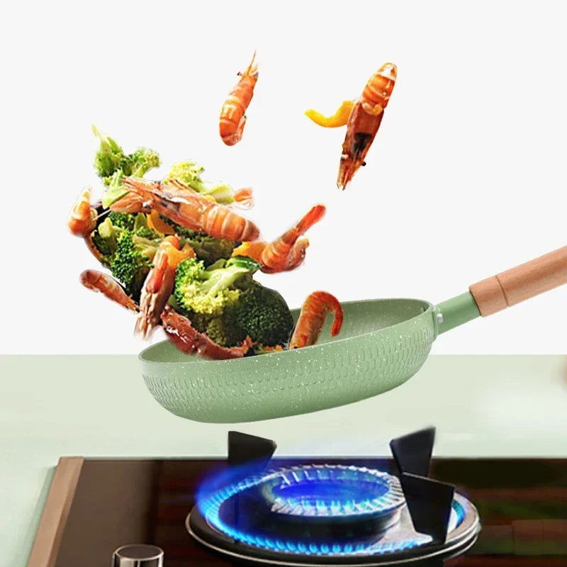 Frying Pan 20/24cm Wok Pan Non-stick Pan Induction Cooker Home Steak Pancake Pan Egg Pan Gas Stove Universal Saucepan Durable - Slobuy