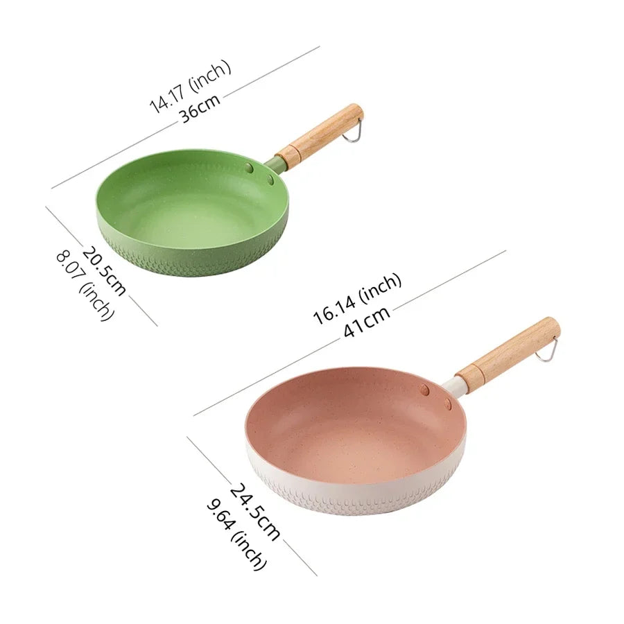 Frying Pan 20/24cm Wok Pan Non-stick Pan Induction Cooker Home Steak Pancake Pan Egg Pan Gas Stove Universal Saucepan Durable - Slobuy