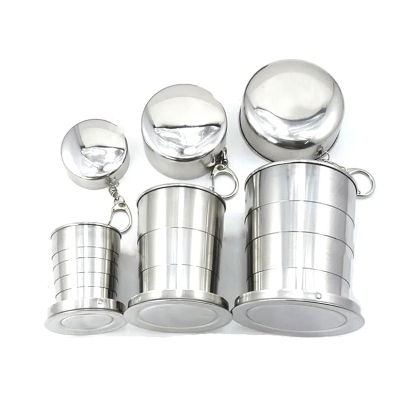 75/150/250ML  Stainless Steel Folding Cup Camping Cookware  Retractable Cup Teacups Teaware Camp Utensils Tableware Folded Cup - Slobuy