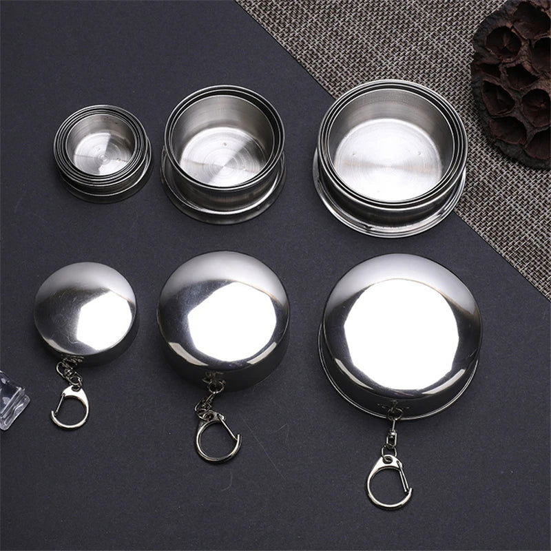 75/150/250ML  Stainless Steel Folding Cup Camping Cookware  Retractable Cup Teacups Teaware Camp Utensils Tableware Folded Cup - Slobuy