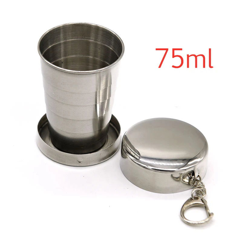 75/150/250ML  Stainless Steel Folding Cup Camping Cookware  Retractable Cup Teacups Teaware Camp Utensils Tableware Folded Cup - Slobuy
