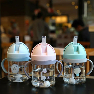 250ml Baby Feeding Cup with Straw Children Learn Feeding Drinking Bottle Kids Training Cup with Straw - Slobuy