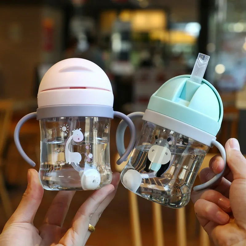 250ml Baby Feeding Cup with Straw Children Learn Feeding Drinking Bottle Kids Training Cup with Straw - Slobuy