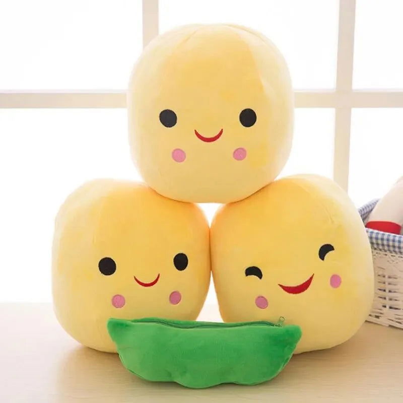 25CM Cute Children's Baby Plush Peas Filled Plant Doll Toy Children Kawaii Quality Pea-shaped Pillow Toy Boy Girl Gift - Slobuy
