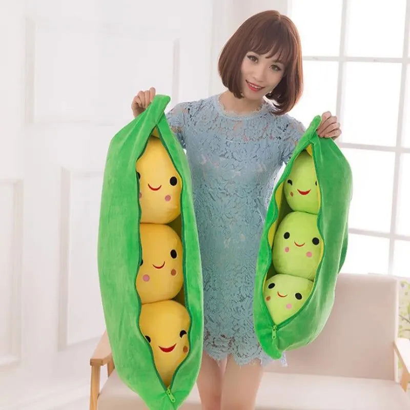 25CM Cute Children's Baby Plush Peas Filled Plant Doll Toy Children Kawaii Quality Pea-shaped Pillow Toy Boy Girl Gift - Slobuy