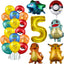26pcs Cartoon Pokemon Pikachu Charmander Squirtle Bulbasaur Balloon Number Set Kids Birthday Party Decoration Latex Balloon Toy - Slobuy