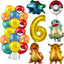 26pcs Cartoon Pokemon Pikachu Charmander Squirtle Bulbasaur Balloon Number Set Kids Birthday Party Decoration Latex Balloon Toy - Slobuy