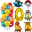 26pcs Cartoon Pokemon Pikachu Charmander Squirtle Bulbasaur Balloon Number Set Kids Birthday Party Decoration Latex Balloon Toy - Slobuy