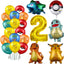 26pcs Cartoon Pokemon Pikachu Charmander Squirtle Bulbasaur Balloon Number Set Kids Birthday Party Decoration Latex Balloon Toy - Slobuy