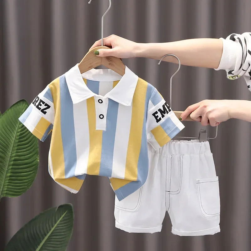 2PCS Children Clothing mother Kids Clothes Children's Sets Boys T-shirt Shorts Summer Cotton Short sleeve fashion Suit - Slobuy