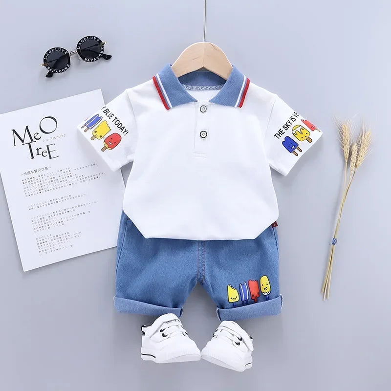 2PCS Children Clothing mother Kids Clothes Children's Sets Boys T-shirt Shorts Summer Cotton Short sleeve fashion Suit - Slobuy