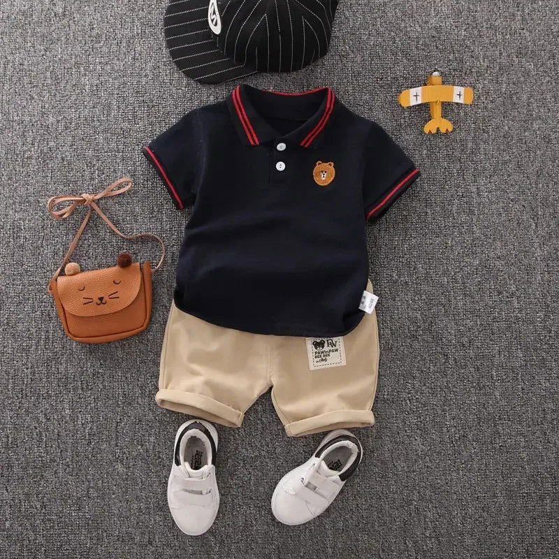 2PCS Children Clothing mother Kids Clothes Children's Sets Boys T-shirt Shorts Summer Cotton Short sleeve fashion Suit - Slobuy