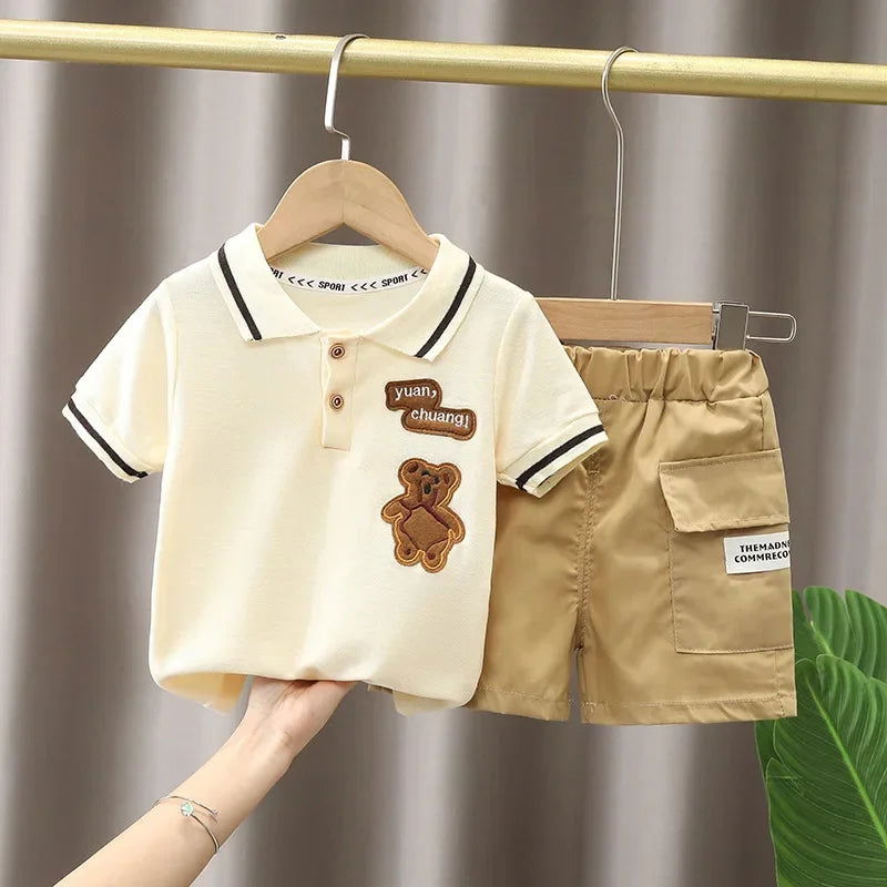 2PCS Children Clothing mother Kids Clothes Children's Sets Boys T-shirt Shorts Summer Cotton Short sleeve fashion Suit - Slobuy