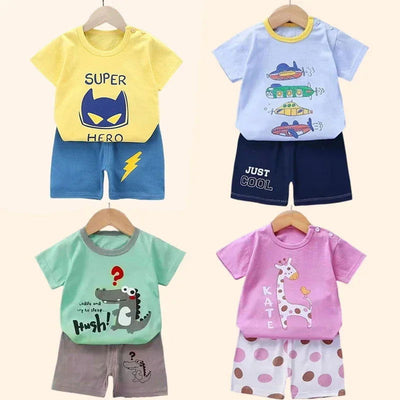 2PCS Children's Sets mother Kids Clothes Boys Girl T-shirt Shorts Summer Cotton Short sleeve Baby Children Clothing Toddler Suit - Slobuy