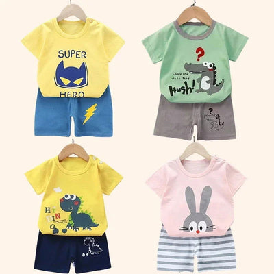 2PCS Children's Sets mother Kids Clothes Boys Girl T-shirt Shorts Summer Cotton Short sleeve Baby Children Clothing Toddler Suit - Slobuy