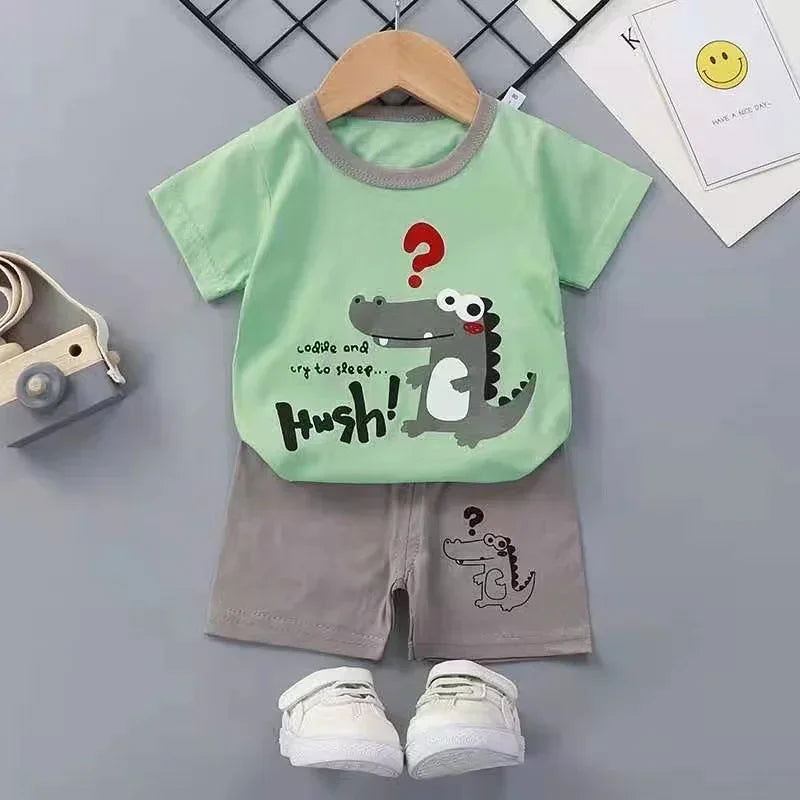 2PCS Children's Sets mother Kids Clothes Boys Girl T-shirt Shorts Summer Cotton Short sleeve Baby Children Clothing Toddler Suit - Slobuy