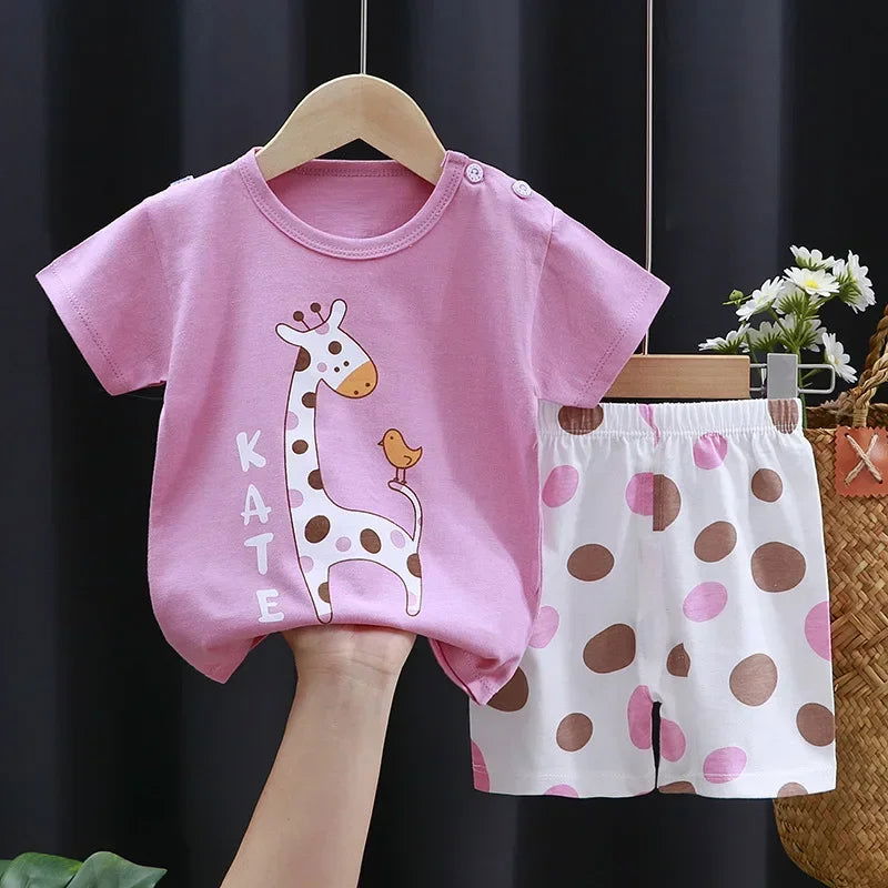 2PCS Children's Sets mother Kids Clothes Boys Girl T-shirt Shorts Summer Cotton Short sleeve Baby Children Clothing Toddler Suit - Slobuy