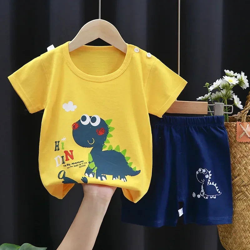 2PCS Children's Sets mother Kids Clothes Boys Girl T-shirt Shorts Summer Cotton Short sleeve Baby Children Clothing Toddler Suit - Slobuy