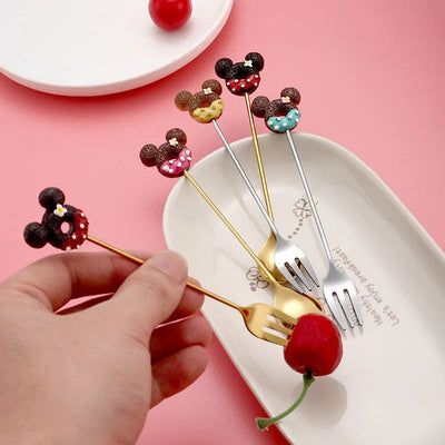 4PCS/2PCS Cutlery Spoon Fork Set Donuts Candy Spoons Forks Milk Coffee Stirring Spoons Dessert Spoon Fruit Fork Cutlery Gift - Slobuy