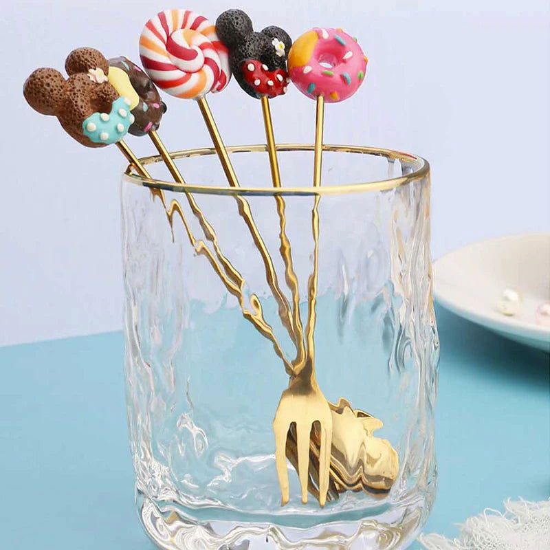 4PCS/2PCS Cutlery Spoon Fork Set Donuts Candy Spoons Forks Milk Coffee Stirring Spoons Dessert Spoon Fruit Fork Cutlery Gift - Slobuy