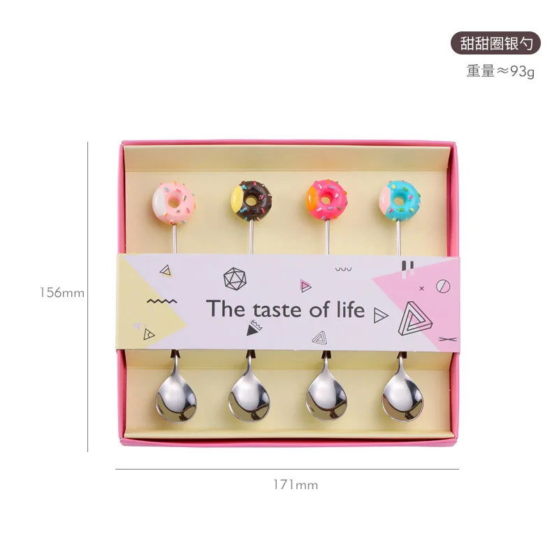 4PCS/2PCS Cutlery Spoon Fork Set Donuts Candy Spoons Forks Milk Coffee Stirring Spoons Dessert Spoon Fruit Fork Cutlery Gift - Slobuy