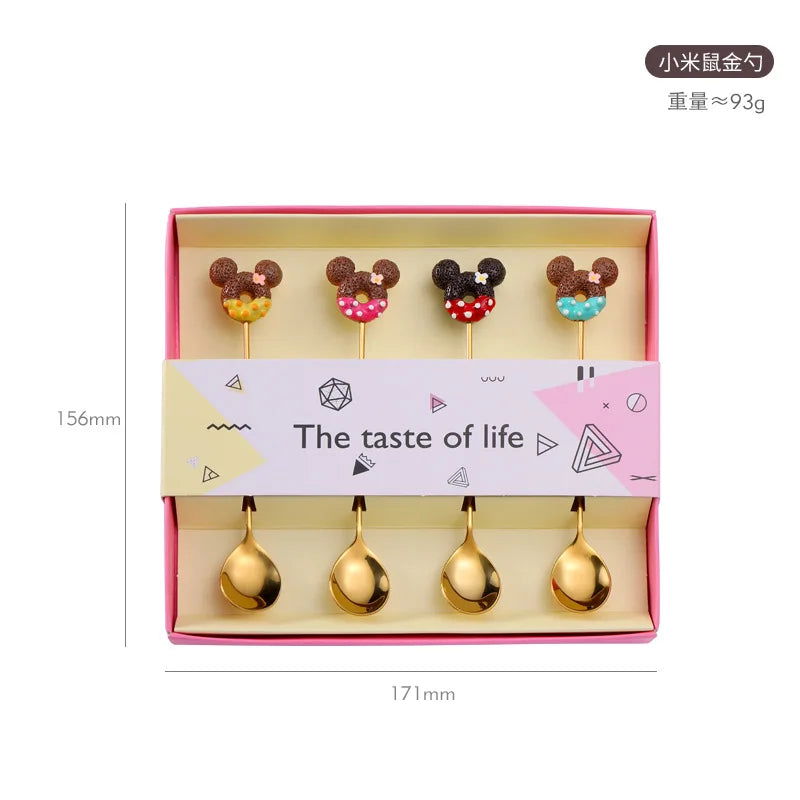4PCS/2PCS Cutlery Spoon Fork Set Donuts Candy Spoons Forks Milk Coffee Stirring Spoons Dessert Spoon Fruit Fork Cutlery Gift - Slobuy