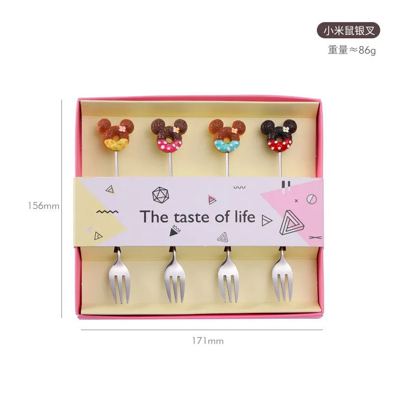 4PCS/2PCS Cutlery Spoon Fork Set Donuts Candy Spoons Forks Milk Coffee Stirring Spoons Dessert Spoon Fruit Fork Cutlery Gift - Slobuy