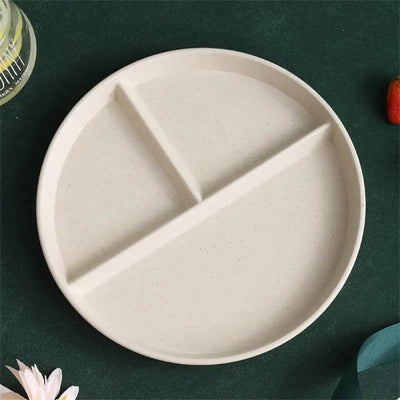 1/2PCS Divided Dish In 3 Diet Reusable Round Dinner Plate Kitchen Dinnerware Portion Plates for Adults 3 Compartments Microwave - Slobuy