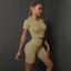 2PCS Seamless Women Yoga Set Gym Sportswear Sport Top and Hight Waist Short Suit Fitness Workout Butt Lifting Short Tight Suit - Slobuy