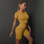 2PCS Seamless Women Yoga Set Gym Sportswear Sport Top and Hight Waist Short Suit Fitness Workout Butt Lifting Short Tight Suit - Slobuy