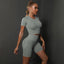 2PCS Seamless Women Yoga Set Gym Sportswear Sport Top and Hight Waist Short Suit Fitness Workout Butt Lifting Short Tight Suit - Slobuy