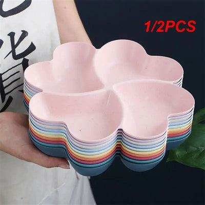 1/2PCS Snack Plate Solid Color Beautiful Shape Lattice Placement Easy End-to-end Access Feel Comfortable Home Supplies - Slobuy