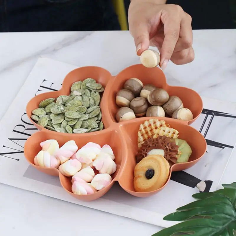 1/2PCS Snack Plate Solid Color Beautiful Shape Lattice Placement Easy End-to-end Access Feel Comfortable Home Supplies - Slobuy