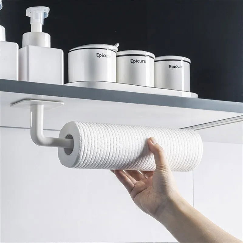 2PCS White Kitchen Hole Free Hook Traceless Storage Rack Shelf Shelves Pot Cover Cup Rack Kitchen Storage Holder - Slobuy