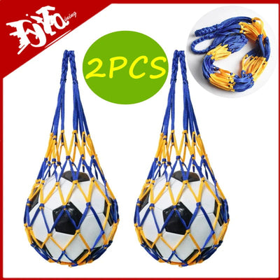 2PC Football Net Bag Nylon Bold Storage Bag Single Ball Carry Portable Equipment Outdoor Sports Soccer Basketball Volleyball Bag - Slobuy