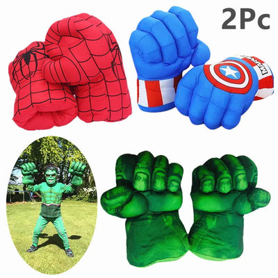 2PC Kid Avengers Superhero Figure Spider Man Hulk Toys Boxing Gloves Boy Halloween Gift Hulk Gloves - Slobuy