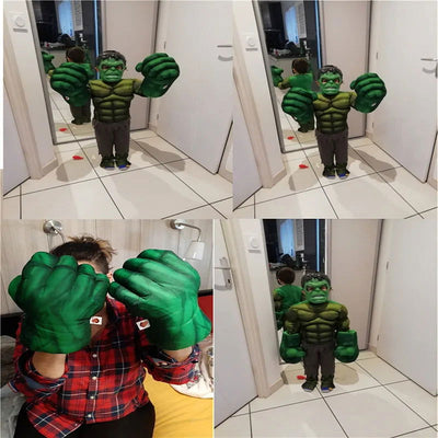 2PC Kid Avengers Superhero Figure Spider Man Hulk Toys Boxing Gloves Boy Halloween Gift Hulk Gloves - Slobuy