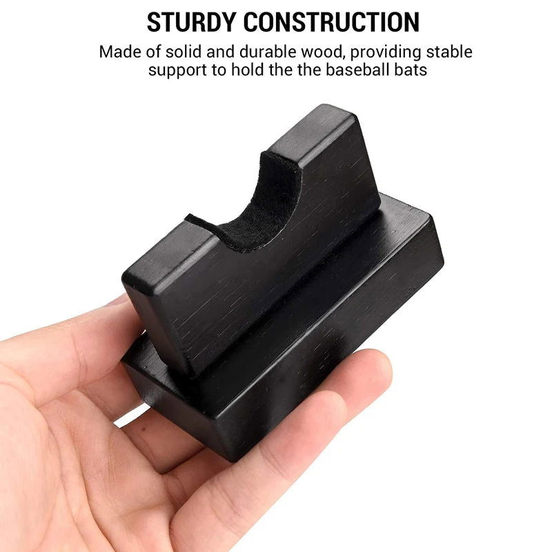2Pcs Baseball Bat Stand Wooden Baseball Bat Display Holder Portable Wall Mount Hanger Softball Bat Hockey Stick Rack Bracket - Slobuy