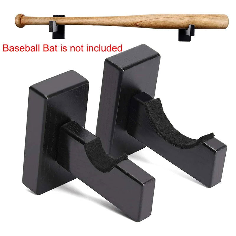 2Pcs Baseball Bat Stand Wooden Baseball Bat Display Holder Portable Wall Mount Hanger Softball Bat Hockey Stick Rack Bracket - Slobuy