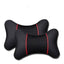 2Pcs Car Seat Neck Pillow Headrest Rest Cushion Support PU Leather Knitted Seat  Auto Black Safety Pillow car Accessories - Slobuy
