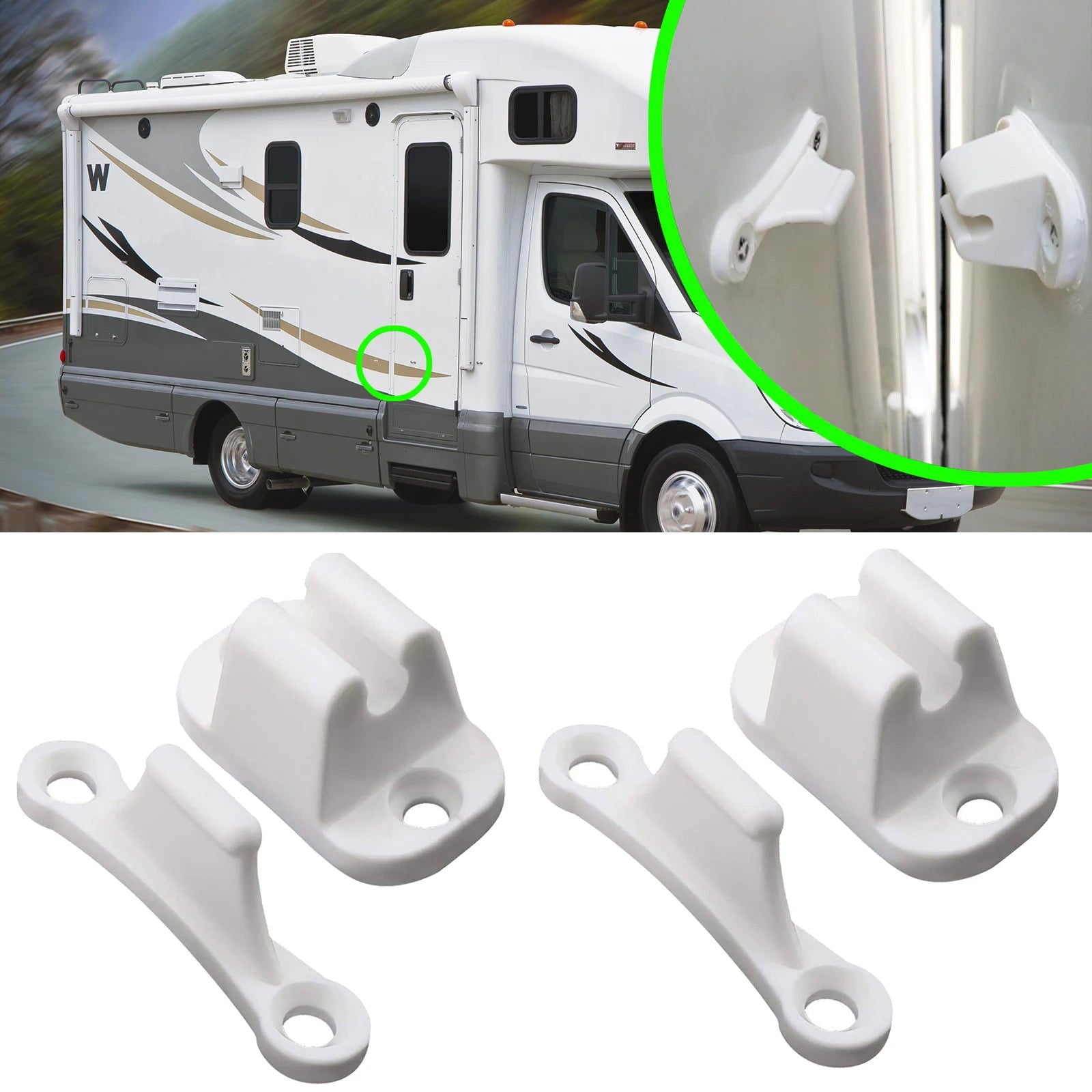 2Pcs Caravan RV Door Retainer Stopper Resile Catch Stay Limiters Camping Push Catch Holder Camper Motorhome Boat Trailer Nylon - Slobuy
