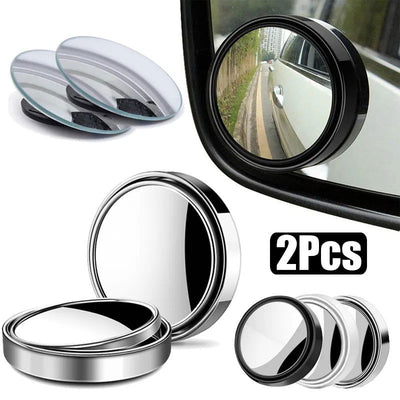 2Pcs Round Frame Convex Blind Spot Mirror Safety Driving Wide-angle 360 Degree Adjustable Clear Rearview Mirror Car Accessories - Slobuy