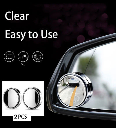 2Pcs Round Frame Convex Blind Spot Mirror Safety Driving Wide-angle 360 Degree Adjustable Clear Rearview Mirror Car Accessories - Slobuy