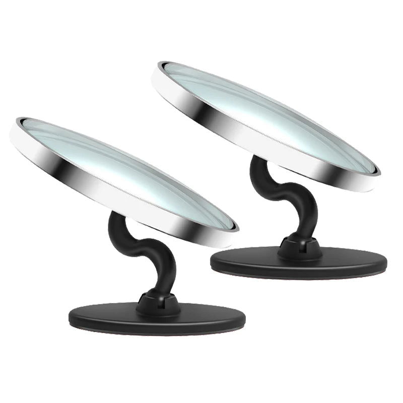 2Pcs Round Frame Convex Blind Spot Mirror Safety Driving Wide-angle 360 Degree Adjustable Clear Rearview Mirror Car Accessories - Slobuy